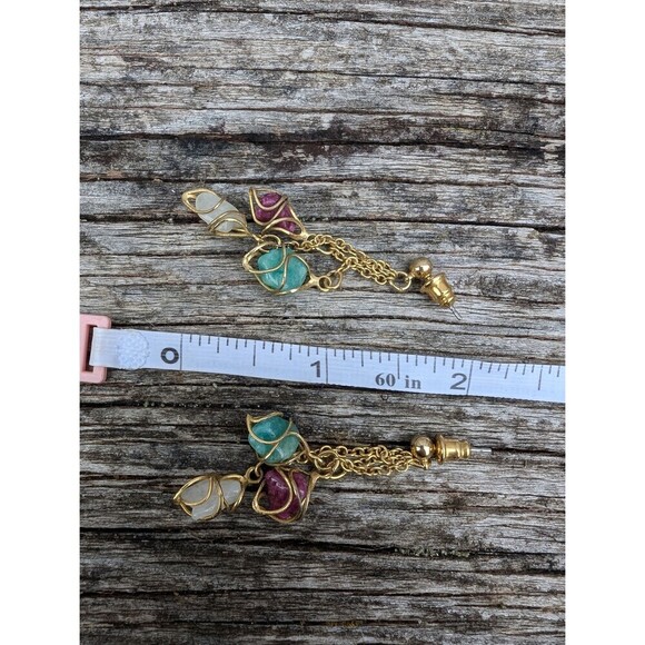 Vintage Gemstone Nugget Earrings - Picture 8 of 9